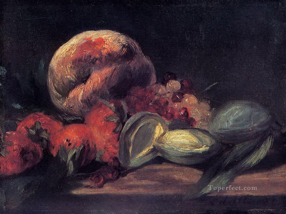 Almendras grosellas y melocotones Eduard Manet Impresionismo bodegón Pintura al óleo